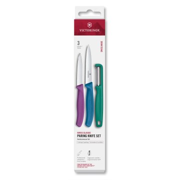 Victorinox - SWISS CLASSIC 3-piece kitchen knife set with peeler, multicolored