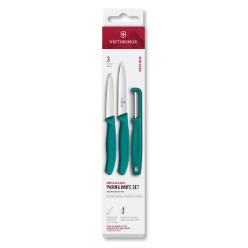 Victorinox - SWISS CLASSIC 3-Piece Kitchen Knife Set with Peeler, Turquoise