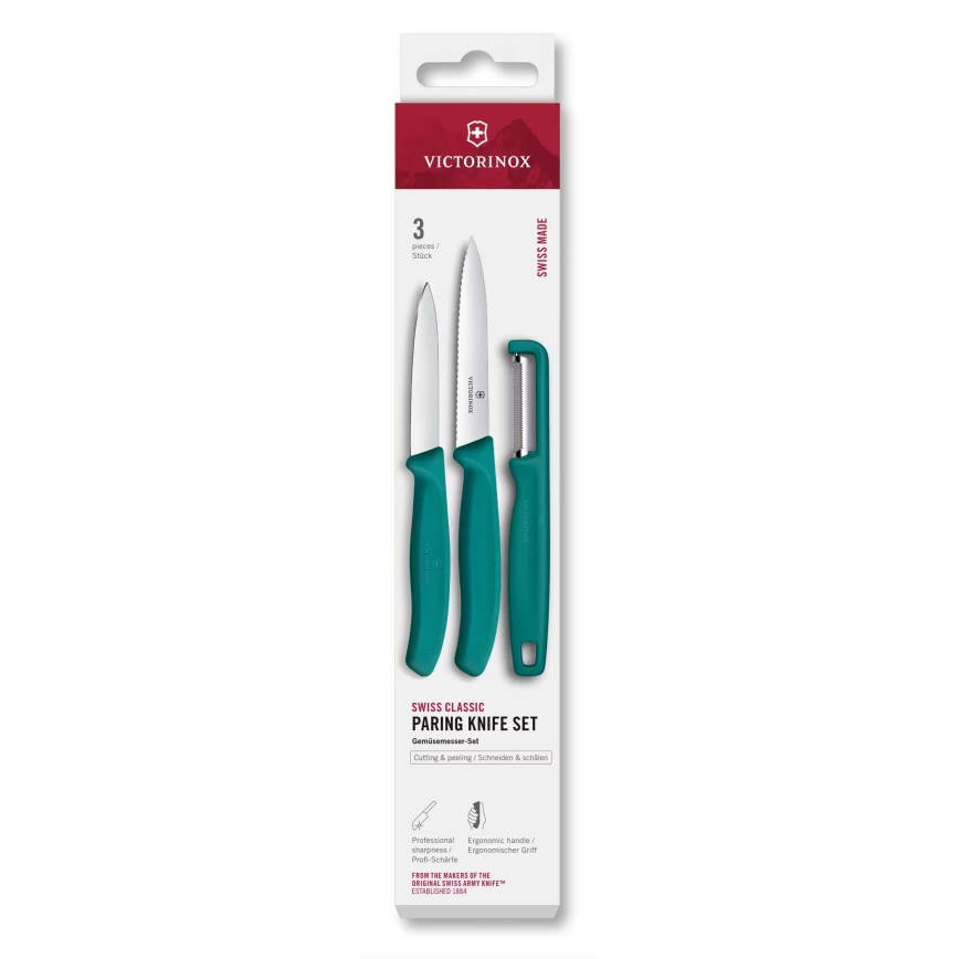 Victorinox - SWISS CLASSIC 3-Piece Kitchen Knife Set with Peeler, Turquoise