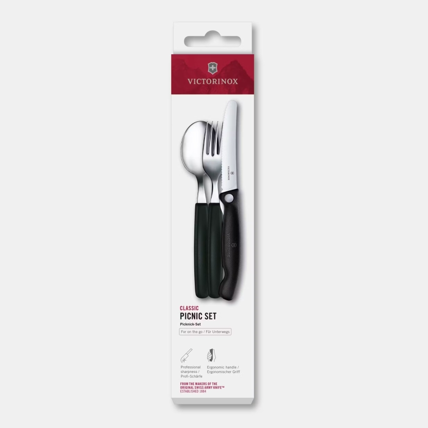 Victorinox - SWISS CLASSIC 3-piece Picnic Cutlery Set, Black