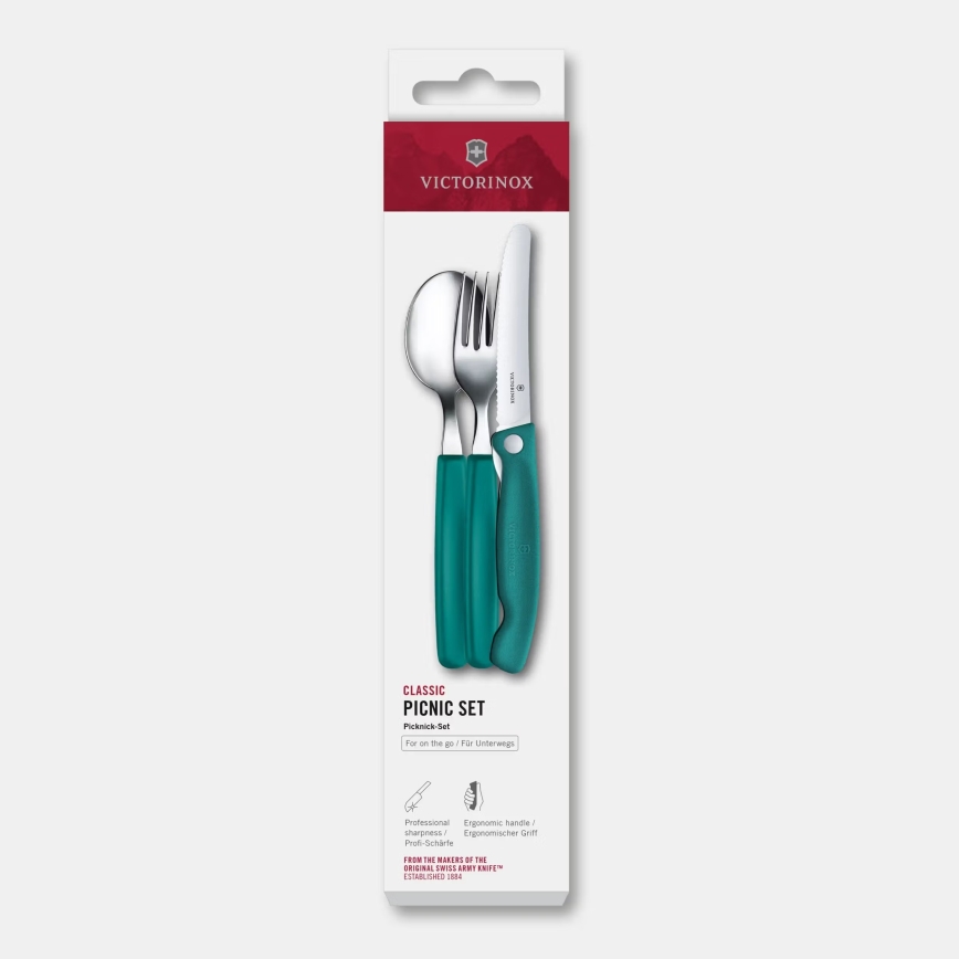 Victorinox - SWISS CLASSIC 3-piece Picnic Cutlery Set, Turquoise