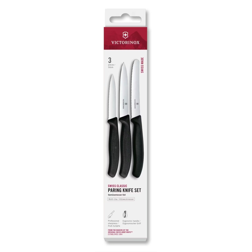 Victorinox - SWISS CLASSIC 3-piece Vegetable Knife Set, Black