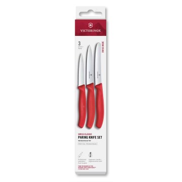 Victorinox - SWISS CLASSIC 3-piece Vegetable Knife Set, Red