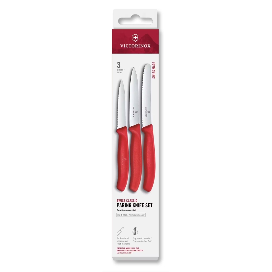 Victorinox - SWISS CLASSIC 3-piece Vegetable Knife Set, Red