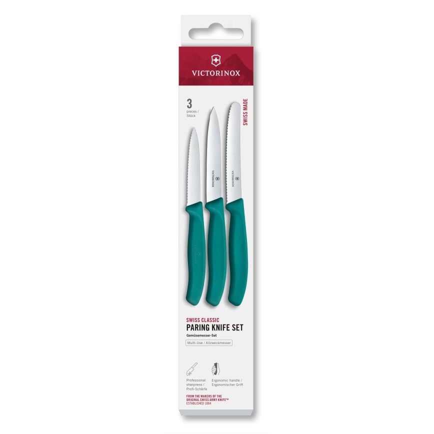 Victorinox - SWISS CLASSIC 3-piece Vegetable Knife Set, Turquoise