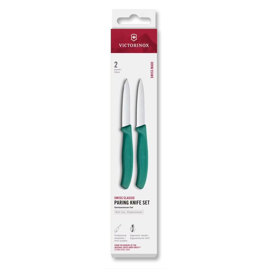 Victorinox – SWISS CLASSIC 8 cm 2-piece Kitchen Vegetable Knife Set, Turquoise