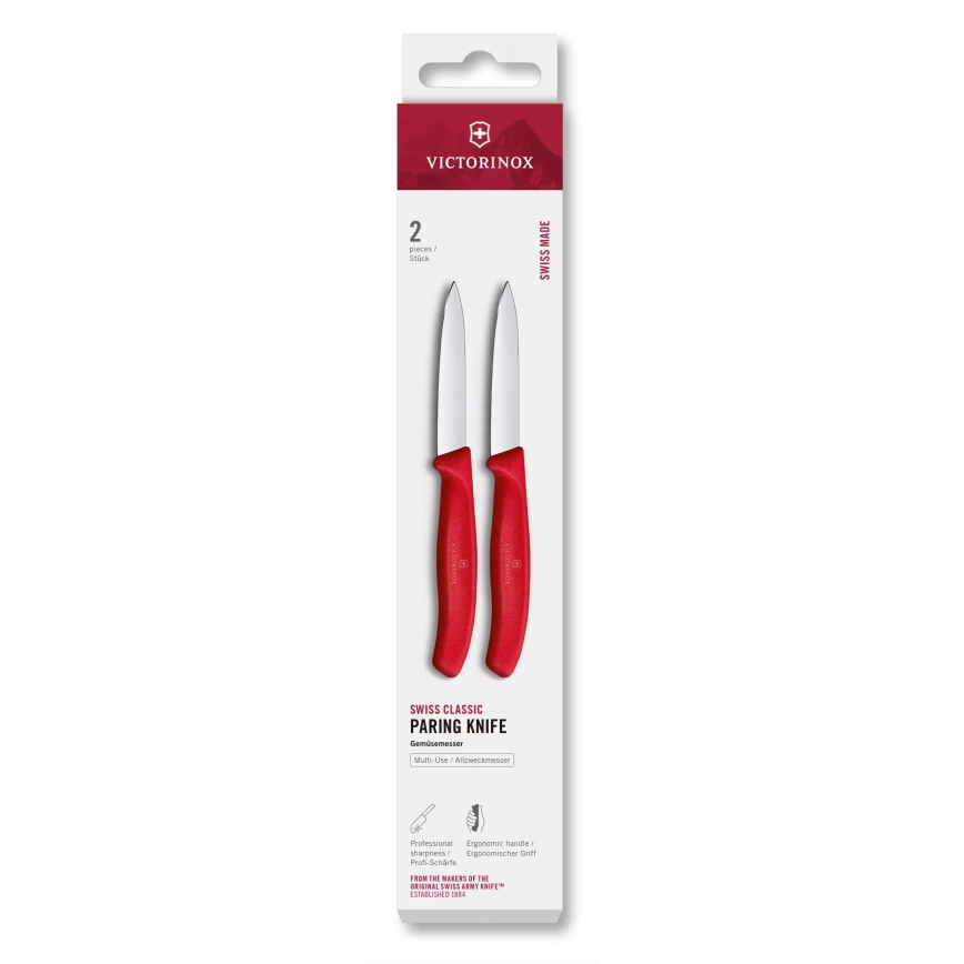 Victorinox - SWISS CLASSIC 8 cm 2-piece Vegetable Knife Set, Red