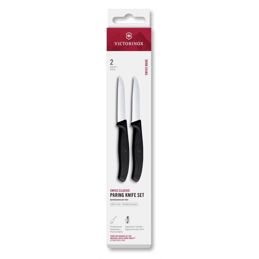 Victorinox - SWISS CLASSIC 8 cm Kitchen Vegetable Knife Set, 2 pcs, Black