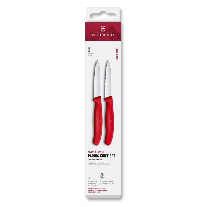 Victorinox - SWISS CLASSIC 8 cm Paring Knife Set, 2-piece, Red