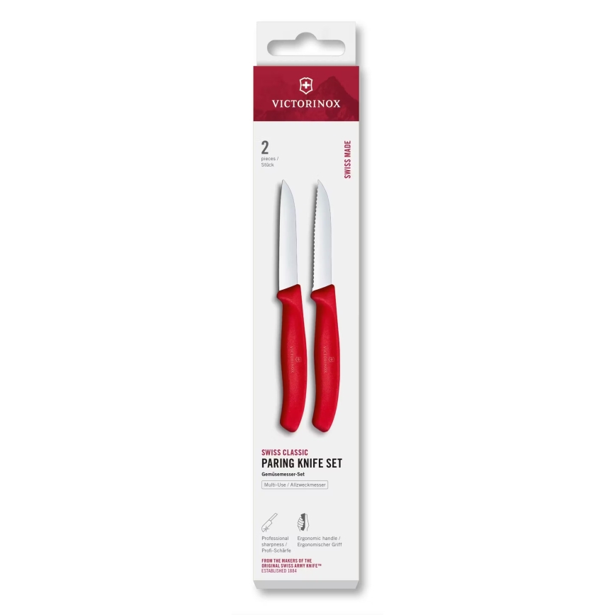 Victorinox - SWISS CLASSIC 8 cm Vegetable Knife Set, 2 pcs, Red