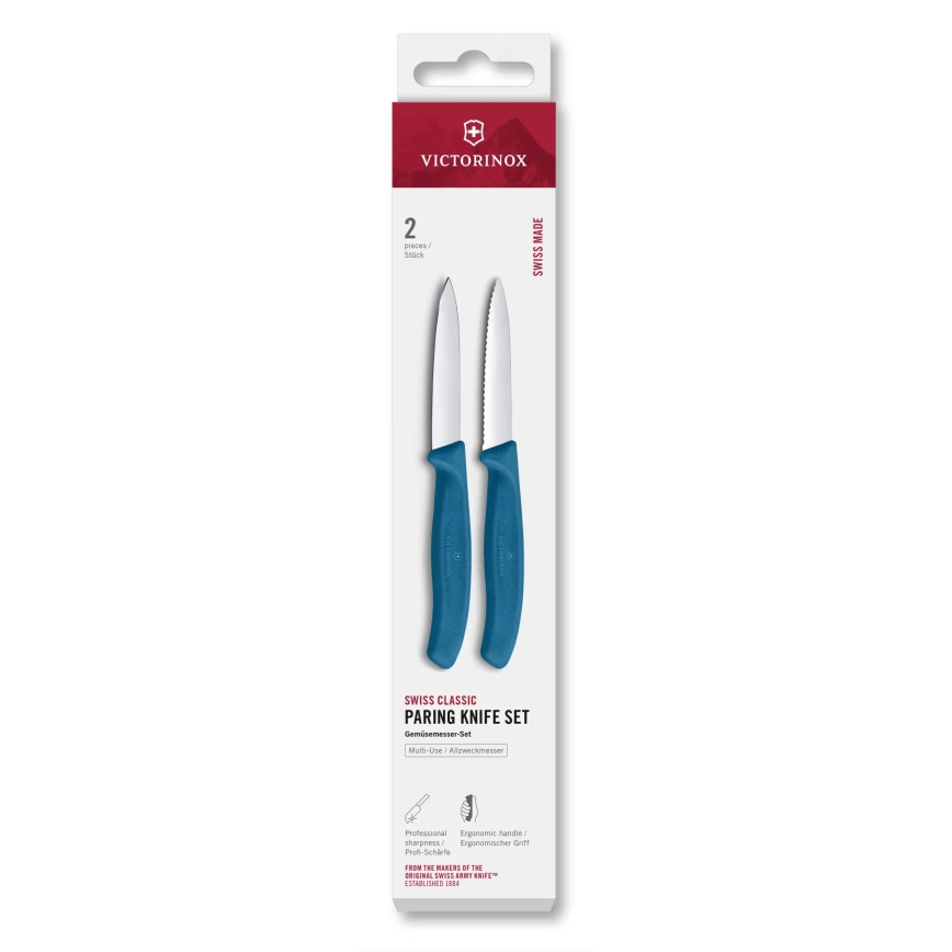 Victorinox - SWISS CLASSIC 8 cm Vegetable Knife Set, 2-piece, Blue