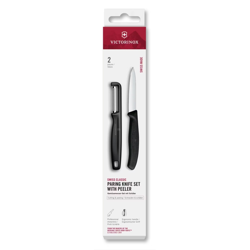 Victorinox - SWISS CLASSIC Kitchen Knife and Peeler Set, Black