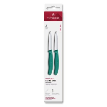 Victorinox - SWISS CLASSIC Kitchen Vegetable Knife Set, 8 cm, 2 pcs, Turquoise