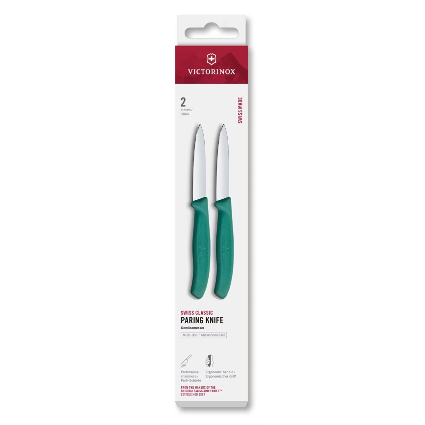 Victorinox - SWISS CLASSIC Kitchen Vegetable Knife Set, 8 cm, 2 pcs, Turquoise