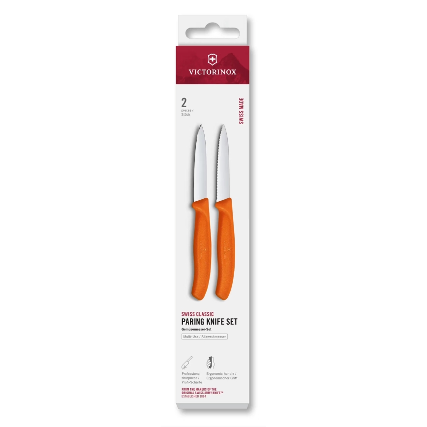 Victorinox - SWISS CLASSIC Vegetable Knife Set, 8 cm, 2-piece, Orange