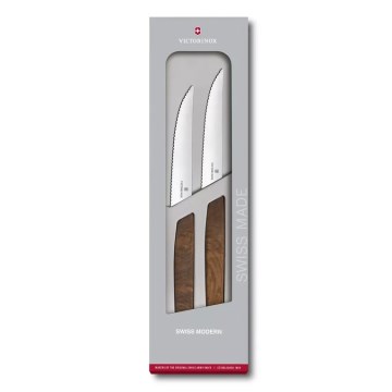 Victorinox - SWISS MODERN 12 cm steak knife set, 2 pcs, walnut