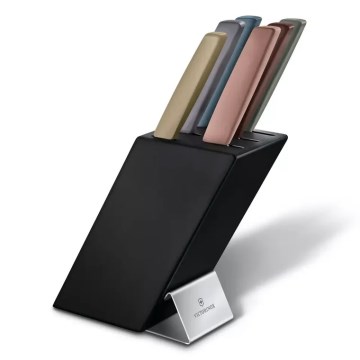 Victorinox - SWISS MODERN 7-piece kitchen knife set in a beech knife block / multicolored