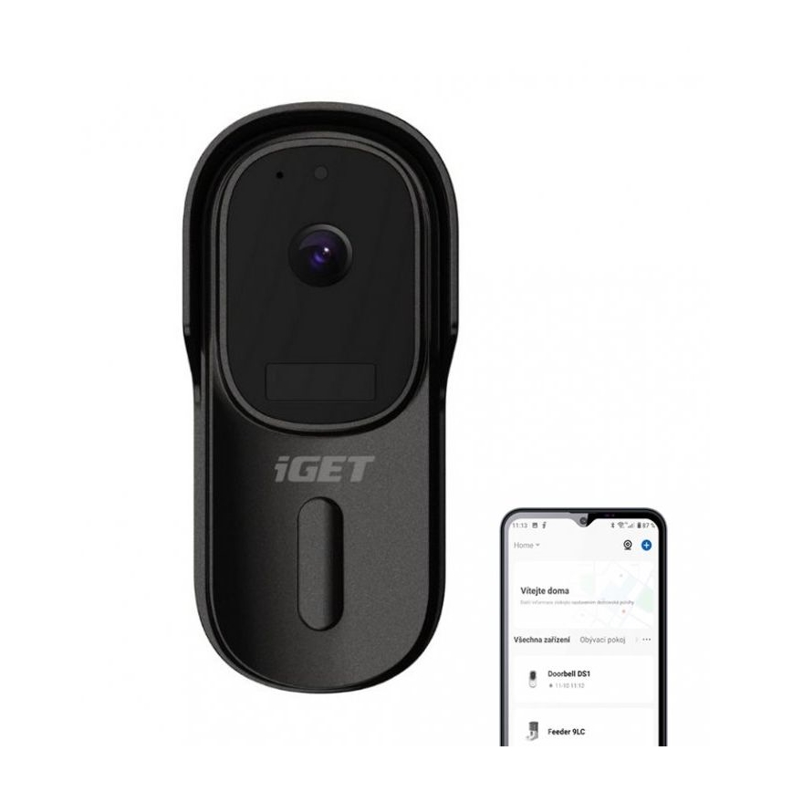 Video doorbell with motion sensor Full HD 1080p 5200 mAh IP65 Wi-Fi black