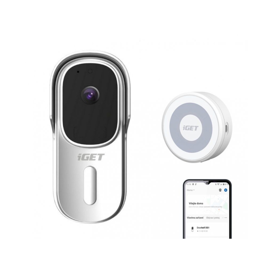 Video doorbell with motion sensor Full HD 1080p IP65 Wi-Fi white + speaker