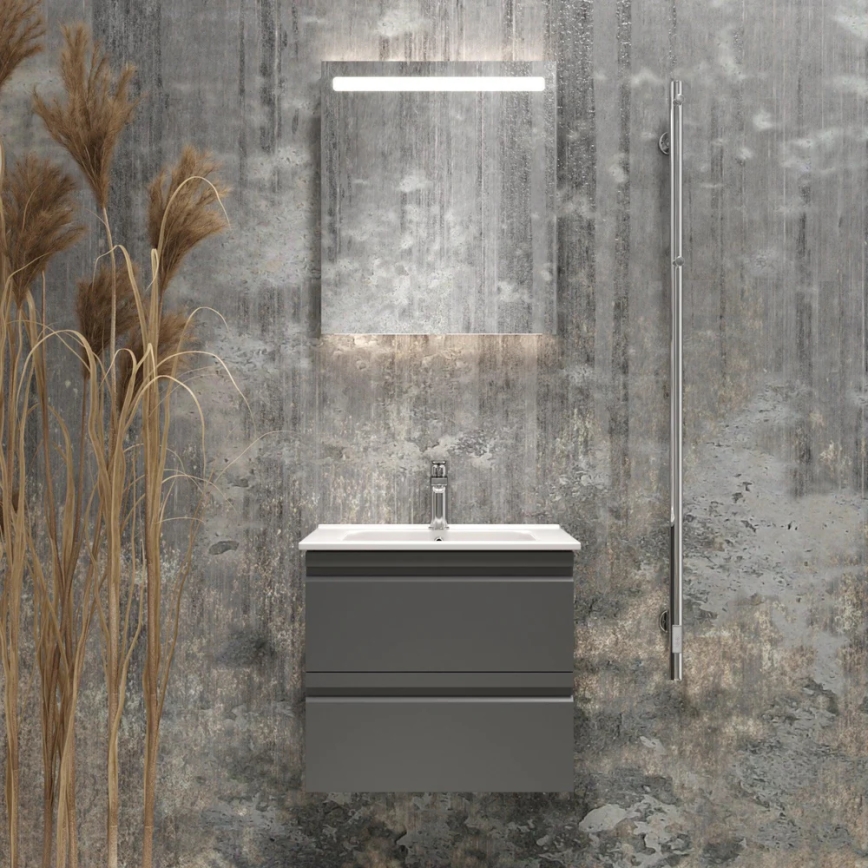 VIGO bathroom vanity with sink + LED backlit wall mirror LED/10W/230V IP44, gray