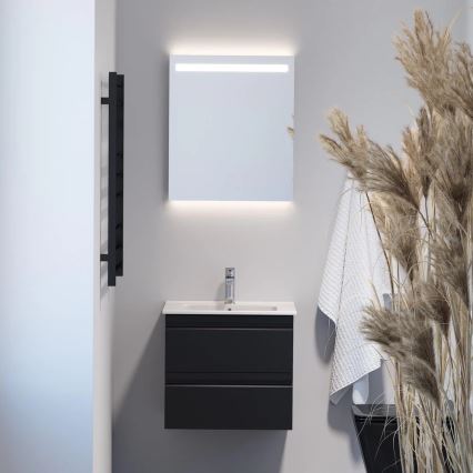 VIGO bathroom cabinet with basin + backlit LED wall mirror, LED/10W/230V, IP44, black