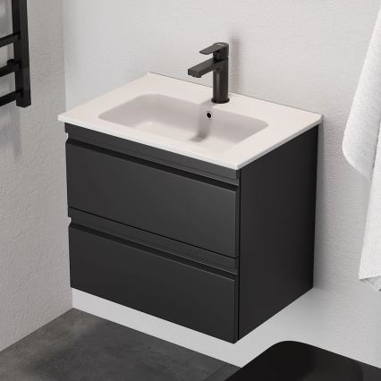VIGO bathroom cabinet with basin + backlit LED wall mirror, LED/10W/230V, IP44, black