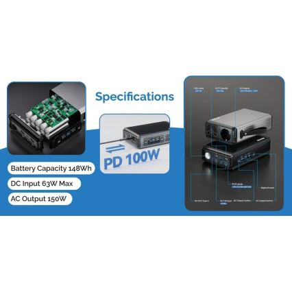 Viking - 148 Wh Power Delivery Charging Station with LED Display