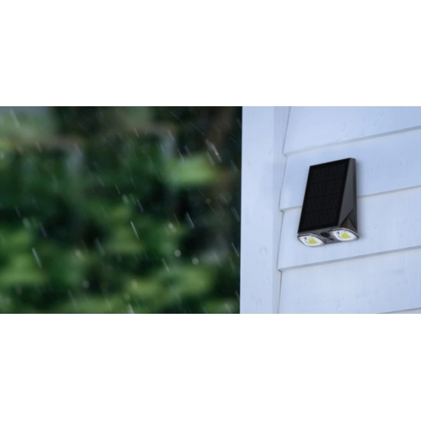 Viking - Dimmable LED solar adjustable wall light with integrated sensor, LED 1.3 W / 3.7 V, IP44, 4000 K, 2000 mAh