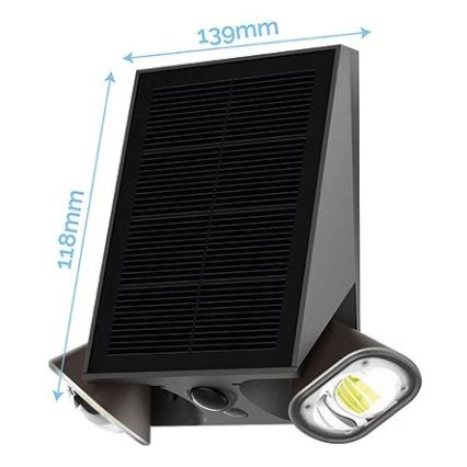 Viking - Dimmable LED solar adjustable wall light with integrated sensor, LED 1.3 W / 3.7 V, IP44, 4000 K, 2000 mAh