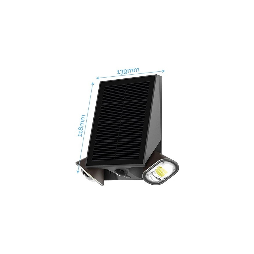 Viking - Dimmable LED solar adjustable wall light with integrated sensor, LED 1.3 W / 3.7 V, IP44, 4000 K, 2000 mAh
