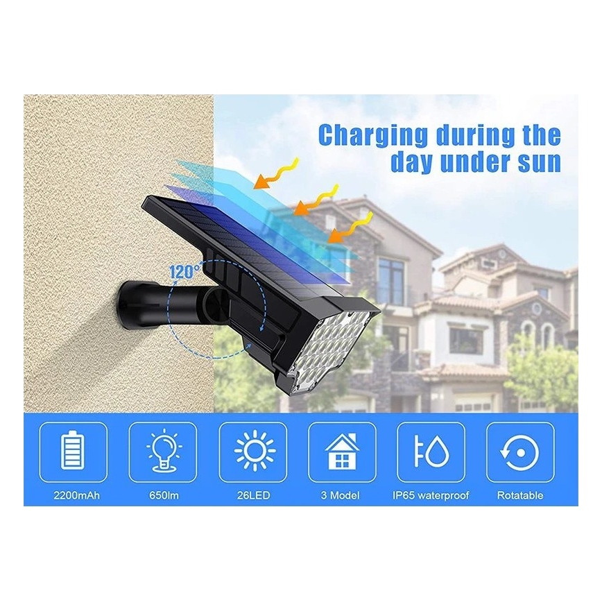 Viking - LED Solar Lamp LED/1W/3.7V IP65 6000K 2200 mAh