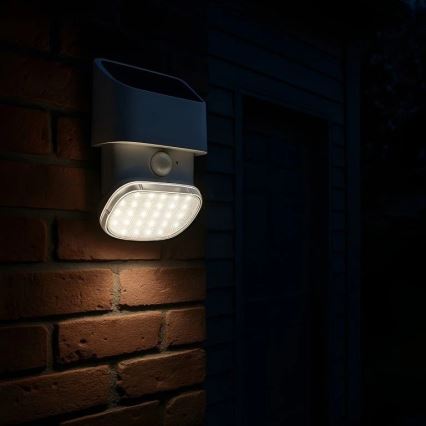Viking - LED Solar Wall Light with Sensor LED/1W/3,7V IP44 3000/4000K 4000 mAh