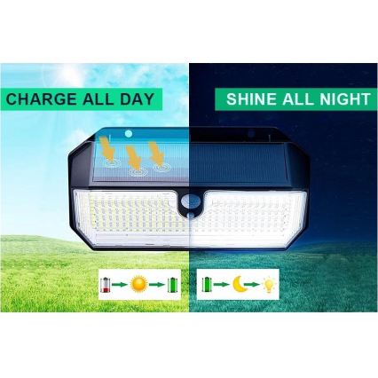 Viking - LED Solar Wall Light with Sensor LED/2W/3.7V IP65 6000K 2200 mAh
