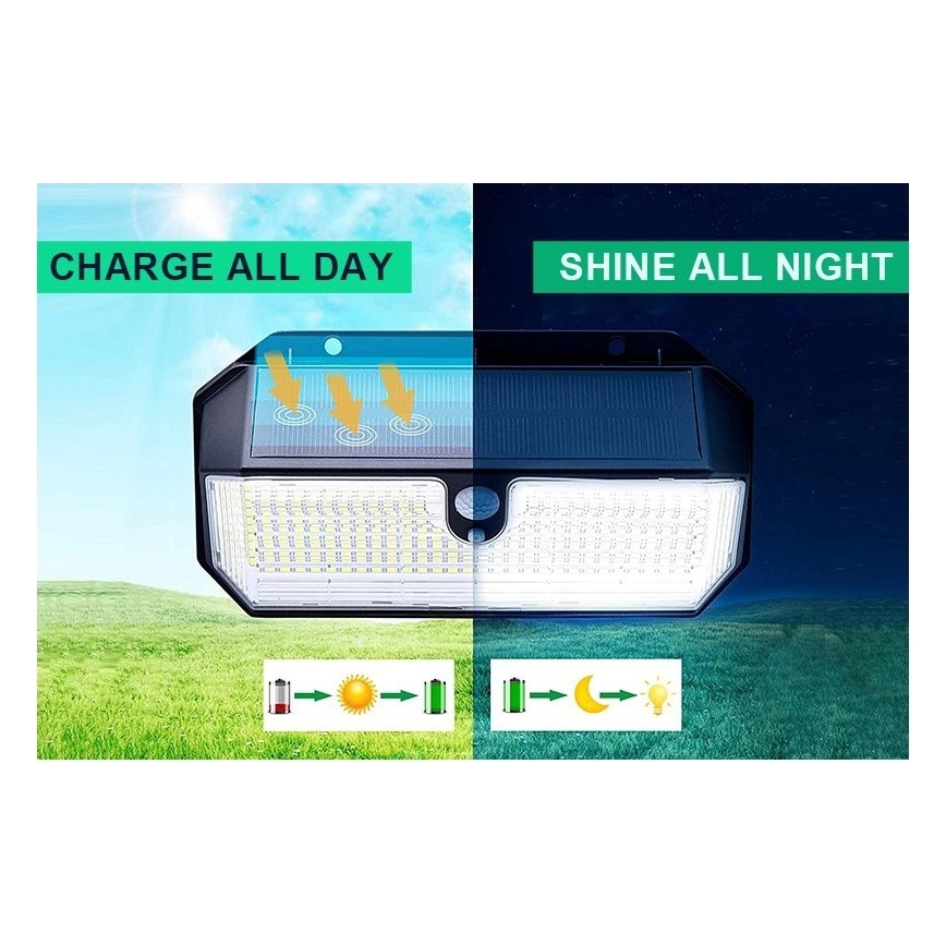 Viking - LED Solar Wall Light with Sensor LED/2W/3.7V IP65 6000K 2200 mAh