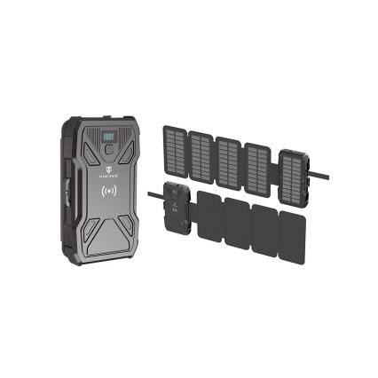Viking - Power Bank with LED Flashlight, Wireless Charging and Solar Panel Power Delivery 22.5W/10000 mAh