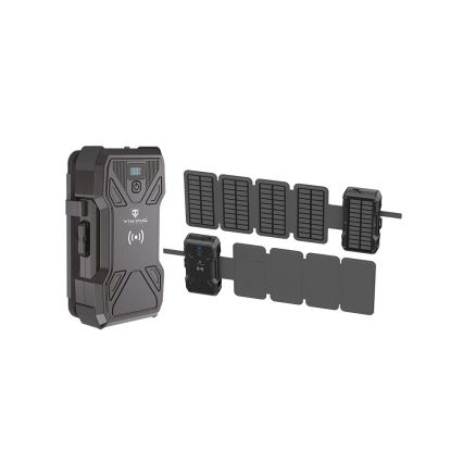 Viking - Power Bank with LED flashlight, wireless charging and solar panel Power Delivery 22,5W/30000 mAh