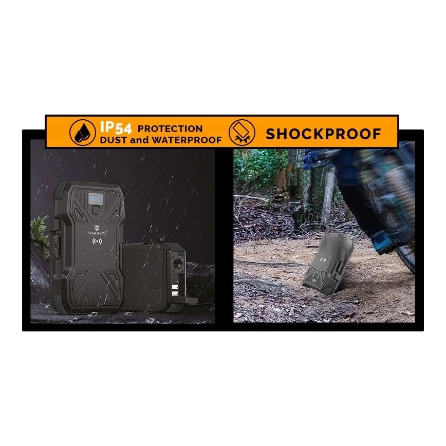 Viking - Power Bank with LED flashlight, wireless charging and solar panel Power Delivery 22,5W/30000 mAh