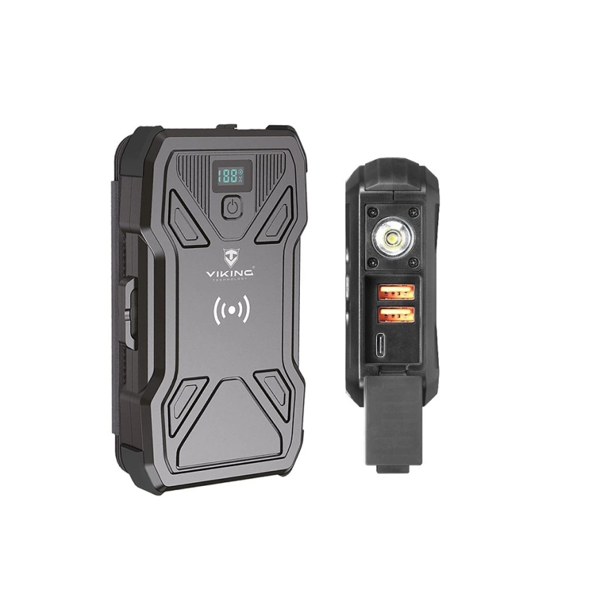 Viking - Power bank with LED flashlight, wireless charging and solar panel, Power Delivery 22.5 W / 20,000 mAh