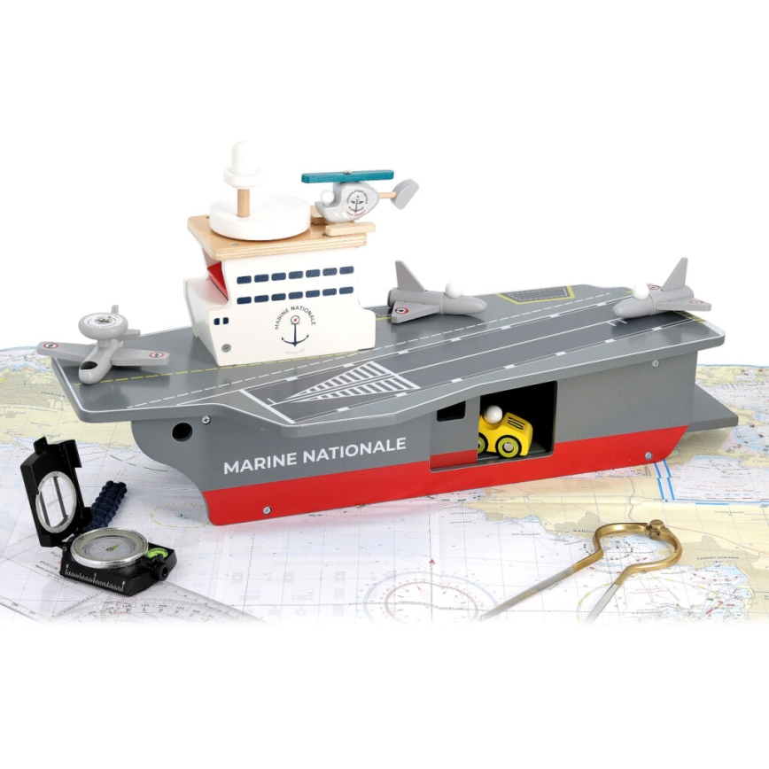 Vilac - Wooden aircraft carrier with accessories