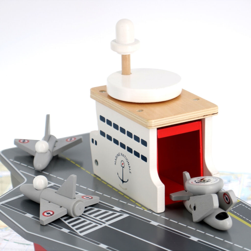 Vilac - Wooden aircraft carrier with accessories