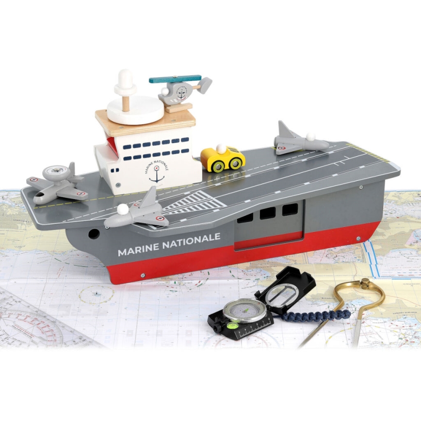 Vilac - Wooden aircraft carrier with accessories