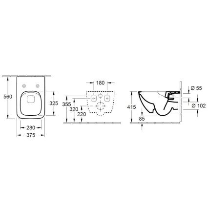 Villeroy & Boch 4611RSR1 - Wall-hung toilet with VENTICELLO SoftClose seat, ceramic/white