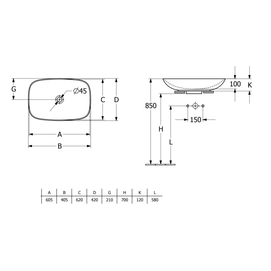 Villeroy & Boch 4A500001 - LOOP&FRIENDS countertop washbasin 62 x 42 cm ceramic/white