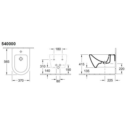 Villeroy & Boch 540000R1 - SUBWAY 2.0 wall-mounted bidet 37 x 56.5 cm ceramic/white