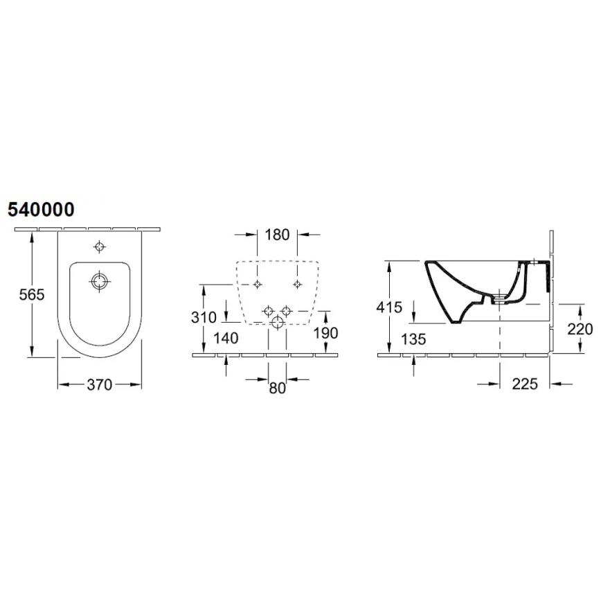 Villeroy & Boch 540000R1 - SUBWAY 2.0 wall-mounted bidet 37 x 56.5 cm ceramic/white