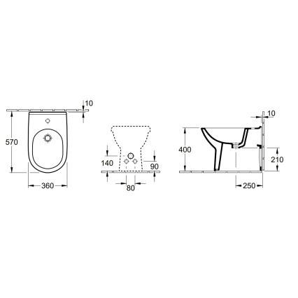 Villeroy & Boch 54610001 - O.NOVO Floor-standing bidet 57x36 cm ceramic/white