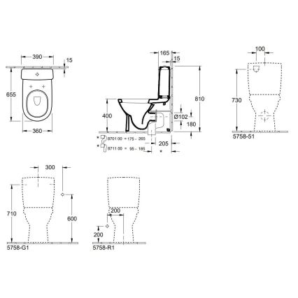 Villeroy & Boch 56581001 - O.NOVO Close-Coupled Toilet, Ceramic/White