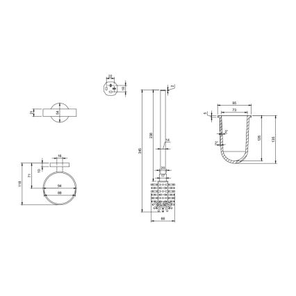Villeroy & Boch TVA15101600061 - ELEMENTS wall-mounted toilet brush, glass/polished chrome