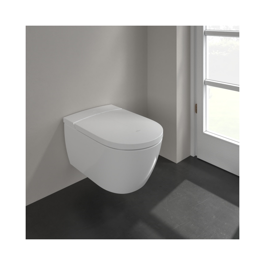 Villeroy & Boch V0E100R1 - Wall-hung bidet with SoftClose seat VICLEAN ceramic/white +remote control