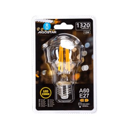 VINTAGE A60 LED Bulb E27/12W/230V 2200K - Aigostar